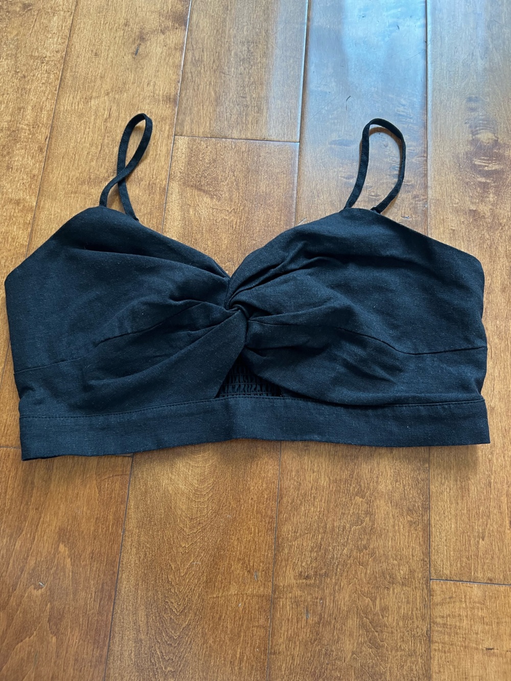 House of Harlow 1960 Black Twist-Knot Crop Bralette